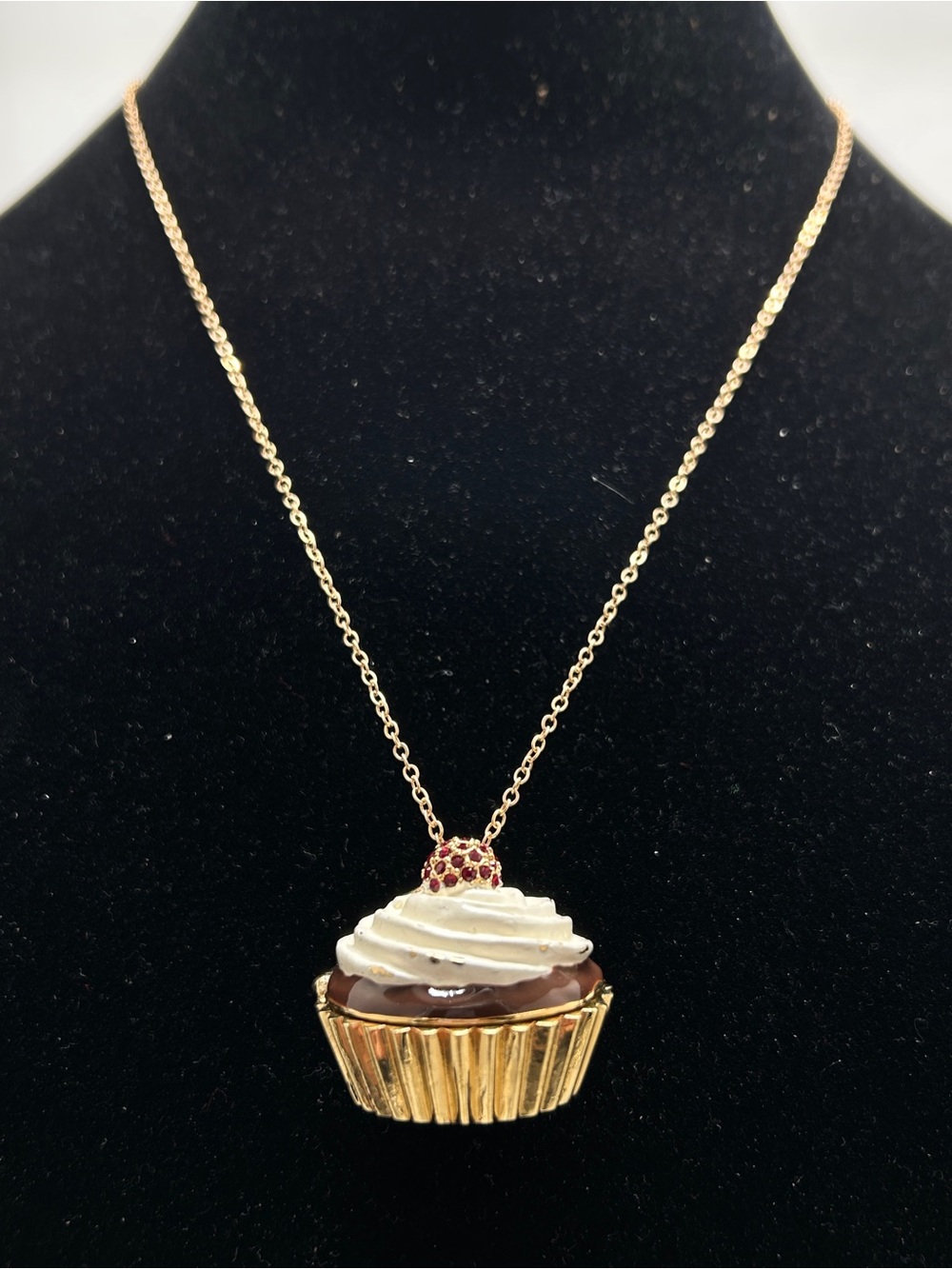 Juicy Couture, Gold Cupcake Long Locket Necklace, Strawberry